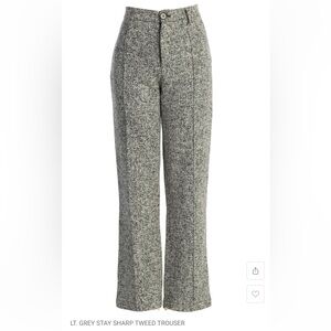 JLUXLABEL Light Grey Tweed Trousers
